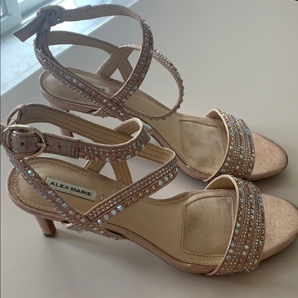 Alex Marie Shoes - Alex Marie Tan Heels Elegant Strappy Design